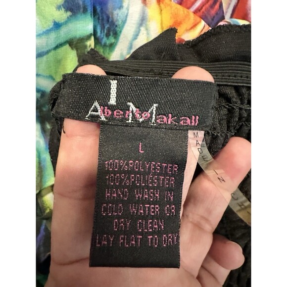 Alberto Makali L Multicolor Strapless Smocked Bodice Layered Maxi Dress Boho - Picture 9 of 11